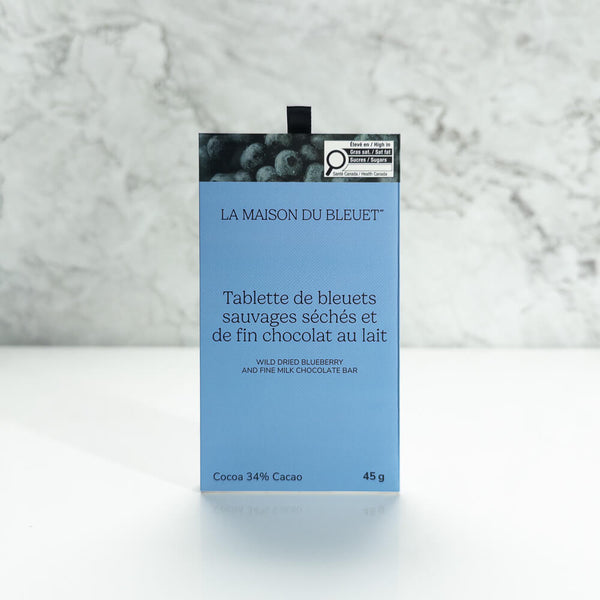 Tablette de bleuets séchés chocolat au lait